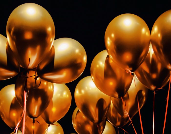 Gold party helium balloons